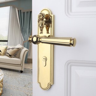 依佰利法式 奶油风天使复古轻奢室内房门卧室实木门静音金色门锁具