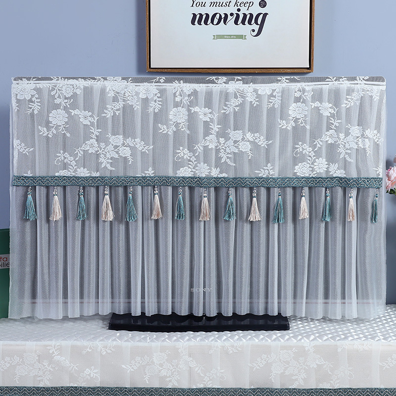 液晶电视机罩防尘罩套55寸65寸台式挂式曲面电视欧式布艺蕾丝盖巾