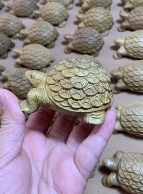 正宗金丝楠木正黄料金钱龟实木整料手把件阴沉木雕刻工艺汽车摆件
