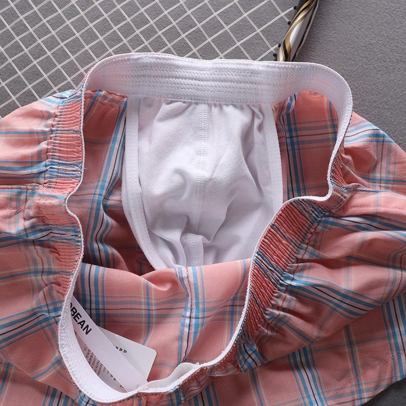 夏季清爽纯棉小清新男士阿罗裤男生格子内裤全棉家居短裤休闲睡裤,女士内衣/男士内衣/家居服,男阿罗裤,淘宝优惠券,粉丝福利购,淘宝优惠卷