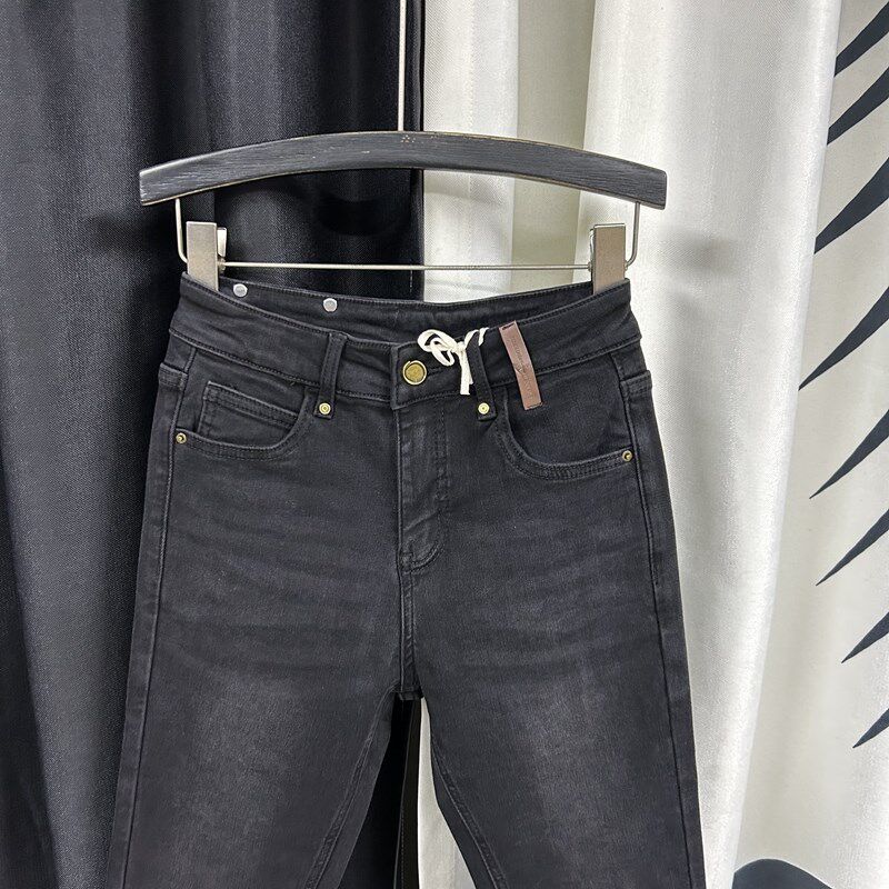 高腰紧身牛仔裤女2025年秋冬新款高弹修身显瘦加绒小脚铅笔九分裤