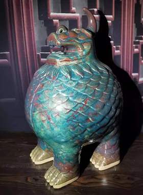 神后手工钧瓷天禄貔貅窑变开片吉祥招财镇宅家居玄关摆件开业送礼