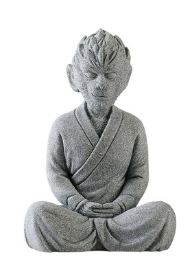 禅意孙悟空修得正果茶宠摆件国潮齐天大圣美猴王家居客厅桌面装饰