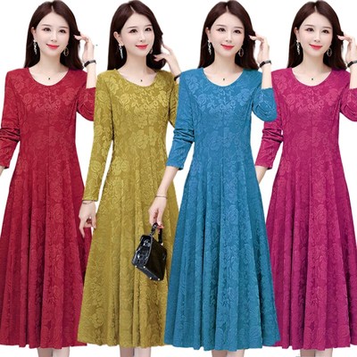 连衣裙子打底裙a字裙内搭大裙摆裙妈妈广场舞长裙内衬裙收腰显瘦