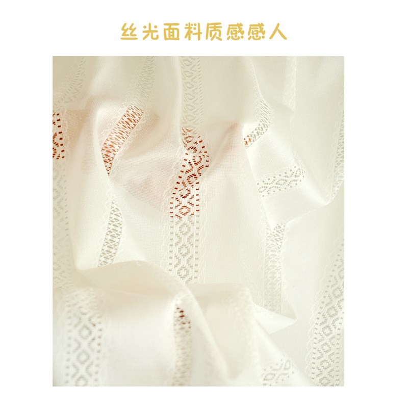 美式乡村白色蕾丝镂空纱门帘短帘厨房阳台隔断帘柜子遮丑帘遮挡布