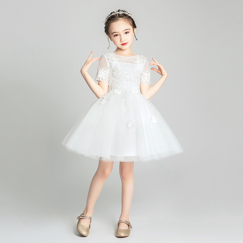 儿童礼服公主裙婚纱蓬蓬小花童洋气模特走秀演出服白纱裙女晚礼服