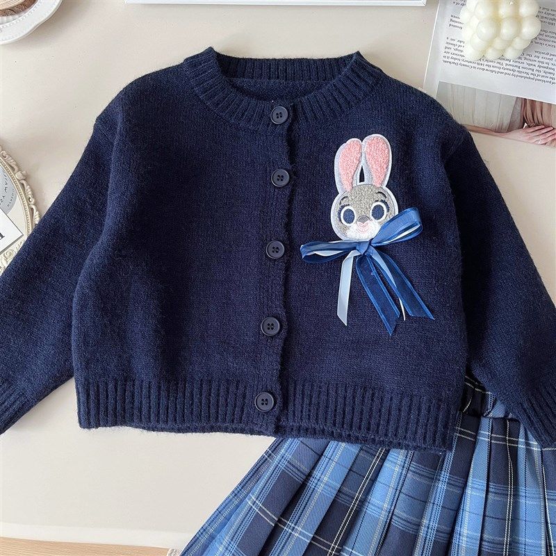 女童2024新款学院风兔子警官衣服长袖jk套装儿童裙子洋气三件套潮,童装/婴儿装/亲子装,套装,淘宝优惠券,粉丝福利购,淘宝优惠卷