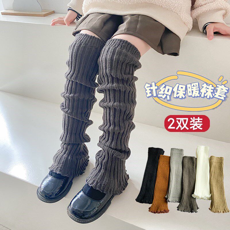儿童秋冬护腿袜套纯棉女童过膝长筒袜女孩保暖护膝大腿高筒堆堆袜