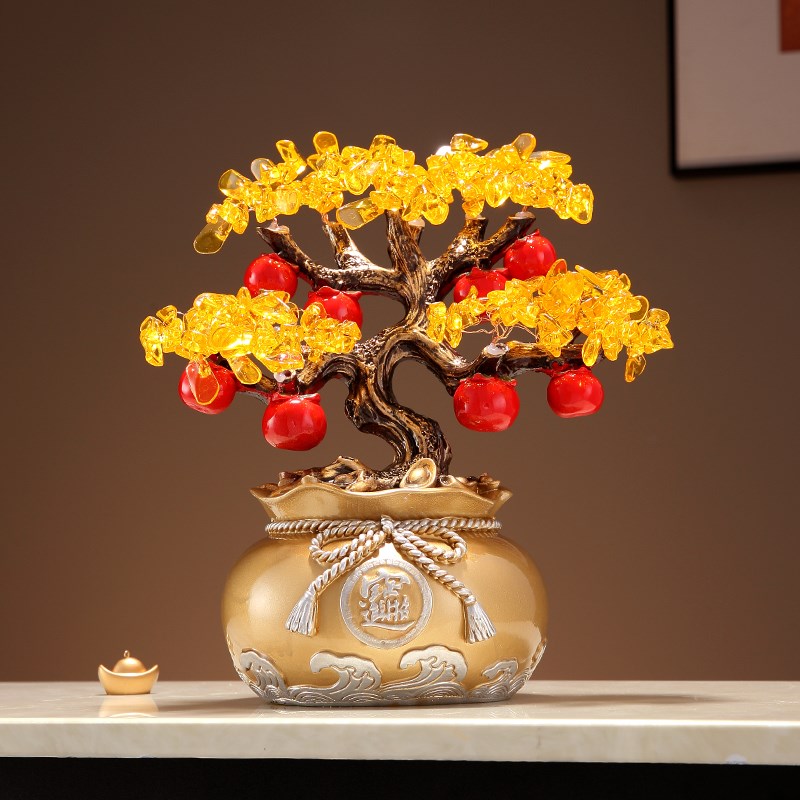 新中式招财进宝发财树摆件办公室电视柜酒柜摇钱树装饰品开业礼品