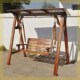 户外防腐木秋千庭院休闲露台葡萄架阳台吊床室外花园凉亭实木摇椅