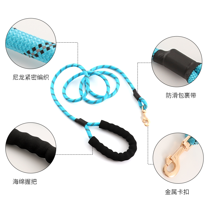 宠物尼龙牵引绳遛狗绳2米3米加长加粗反光中大型犬链子不勒手用品