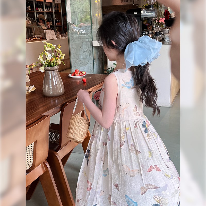 女童连衣裙2025夏季新款儿童裙子背心裙女宝宝时髦无袖长裙公主裙