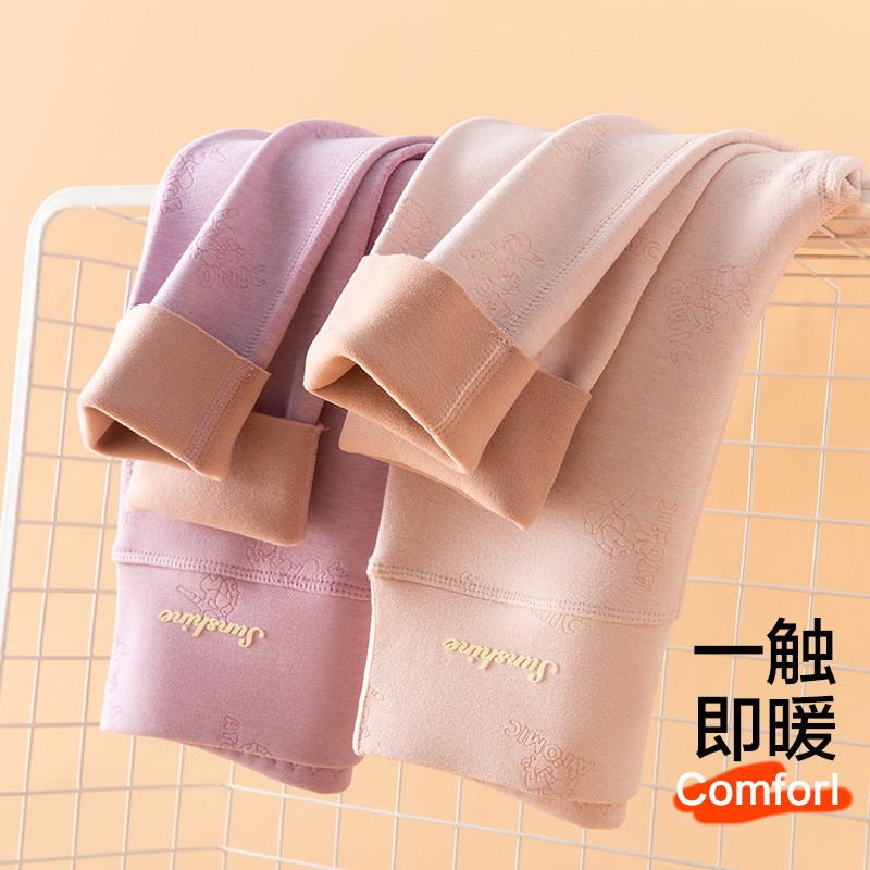 德绒保暖裤女童秋裤内穿冬季加绒加厚儿童中大童高腰棉打底裤线裤