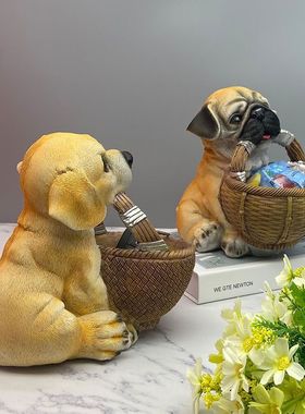 狗狗巴哥收纳创意摆件家居装饰品客厅入户玄关鞋柜放钥匙乔迁送礼