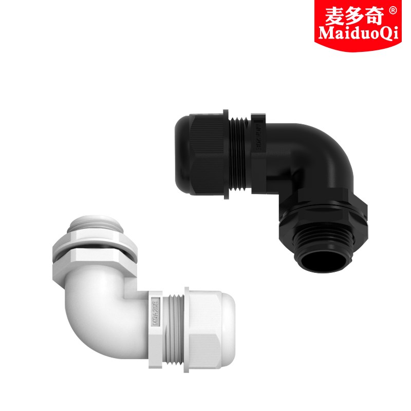 尼龙塑料PA66直角防水接头外螺纹连接电缆管PG9PG11PG13.5m12弯头