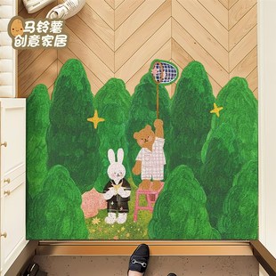 绿色森林地毯入户地垫丝圈家用门口脚垫进门耐脏防滑可裁剪免洗垫