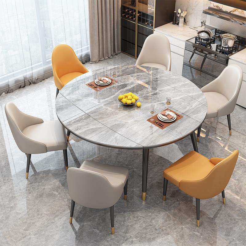 进口亮光岩板餐桌家用小SPD-8628实户型轻奢现简约大可折叠木代餐