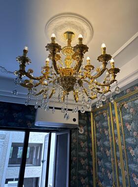 欧式水晶大气风厅主灯吊灯合1708A-15店别墅展厅客法式锌金蜡烛酒