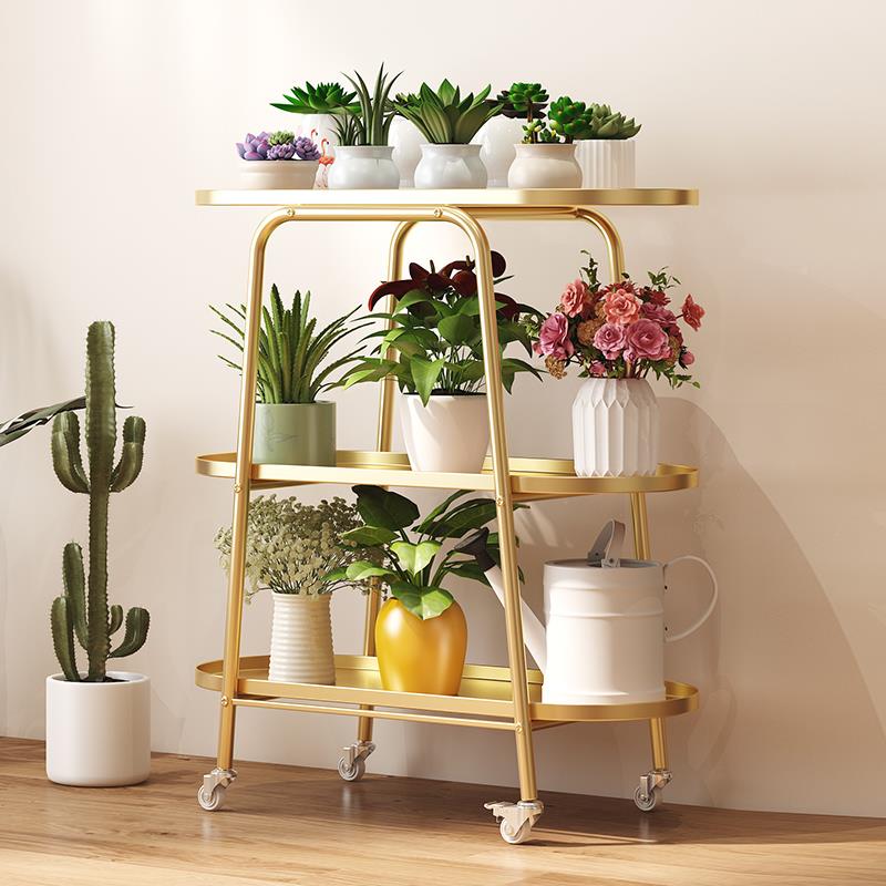 2025新款铁艺花子轻奢简现代花架约室内架台带轮客厅阳地多层多肉