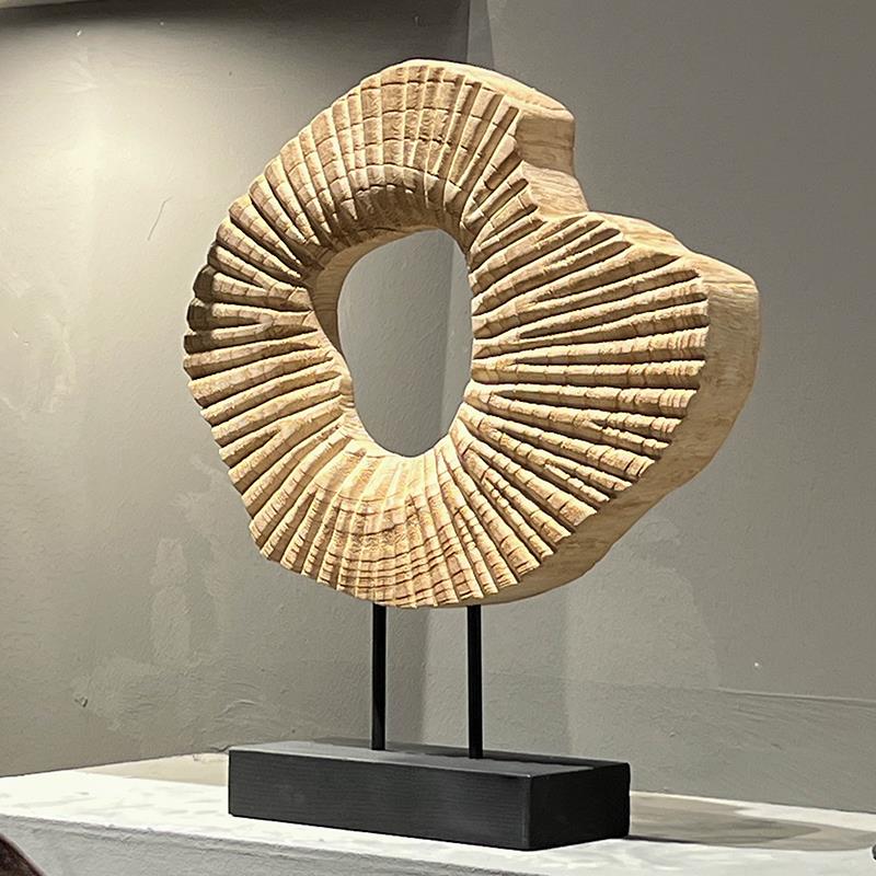 古侘艺术实木寂雕塑样DSK-WF20板间售楼处民宿酒店中关书柜装玄饰