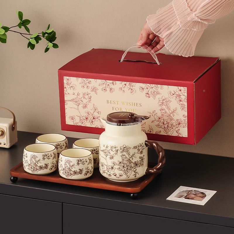 茶壶杯1350咖色具茶具套组家用客厅瓷杯子茶陶具乔迁杯结婚水婚新