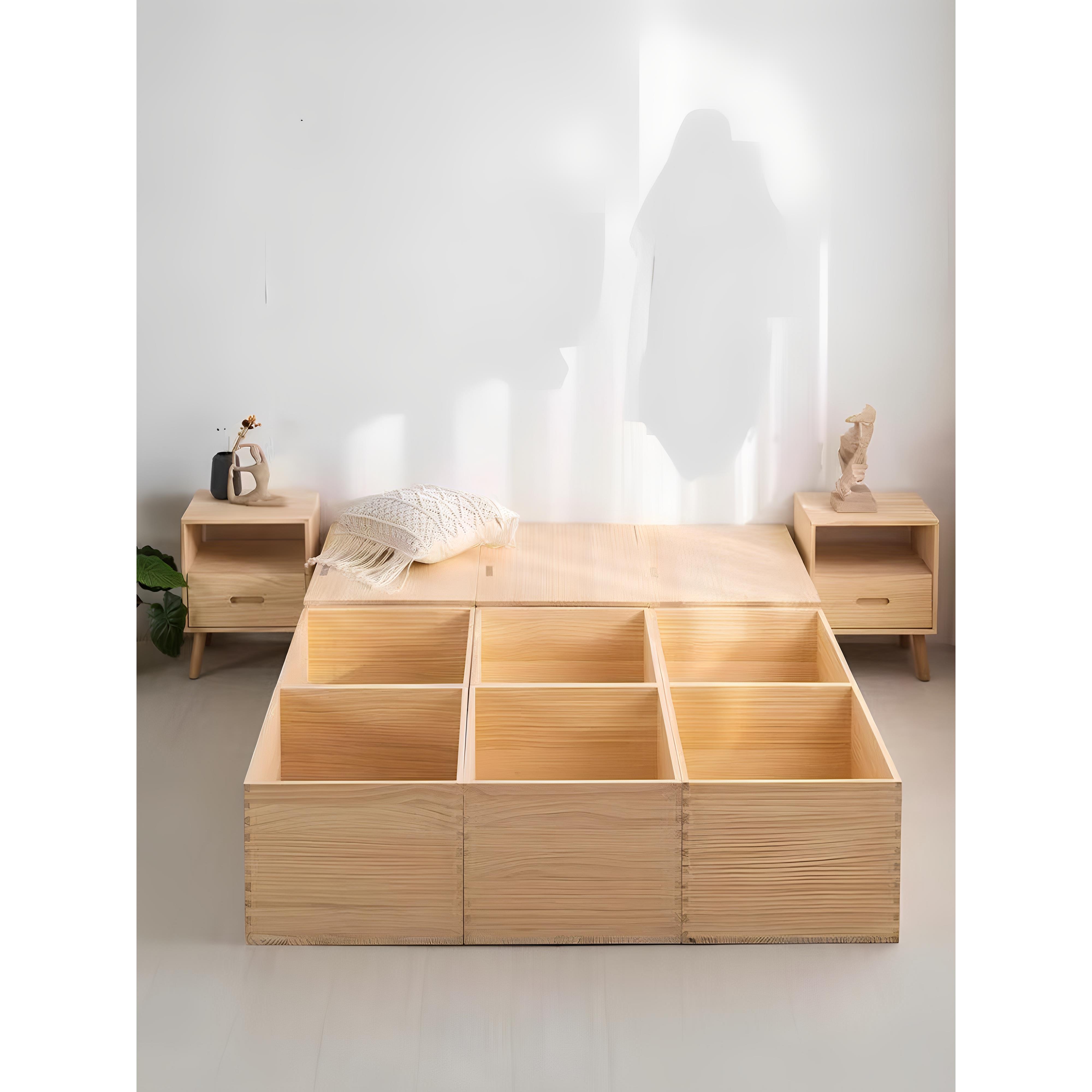 松木实木收纳储物箱飘窗床柜地柜箱体床64641榻榻台米箱拼定制木