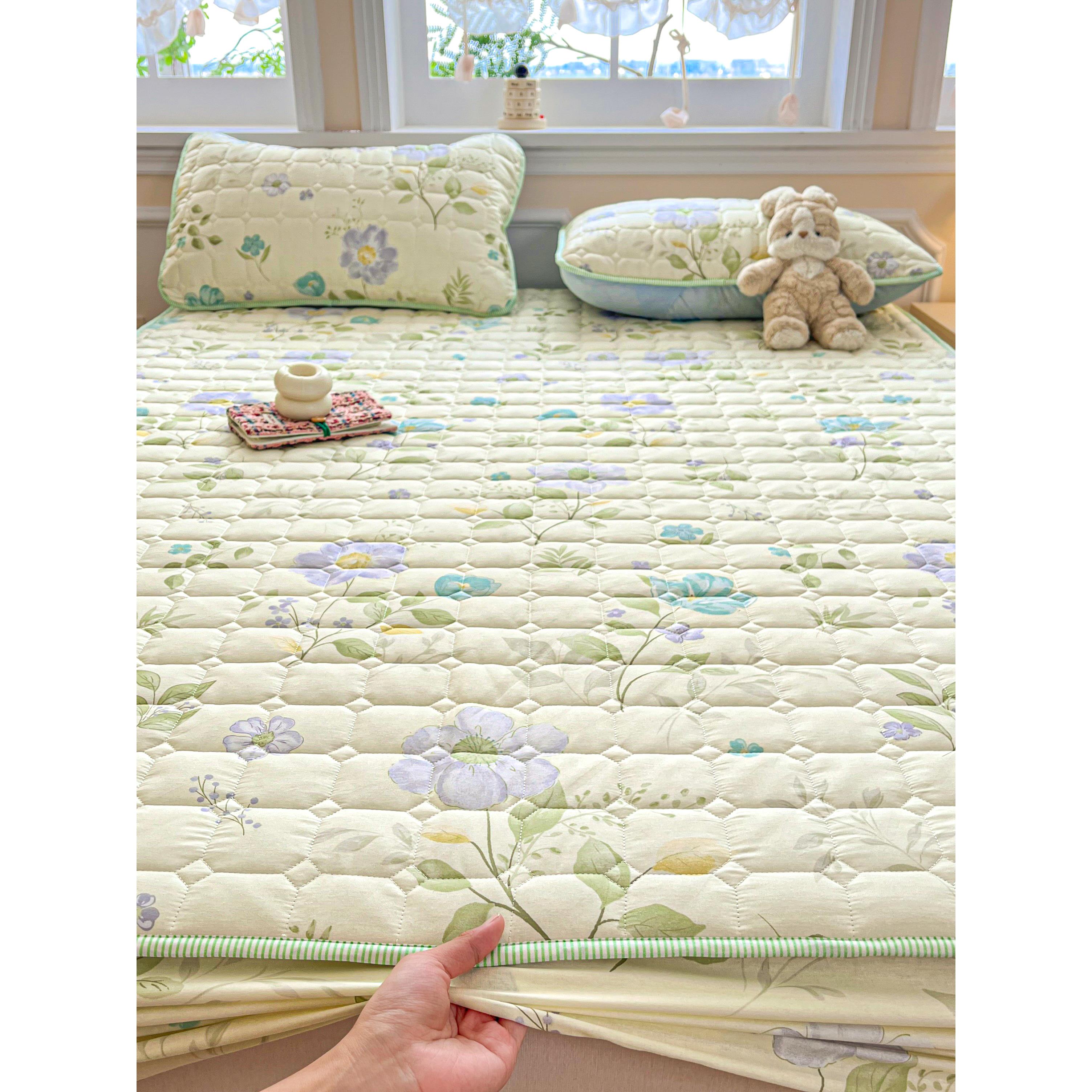 莫家全棉LOP床凡笠单件夹棉加厚抑菌席思床垫保护罩防滑固梦纺定