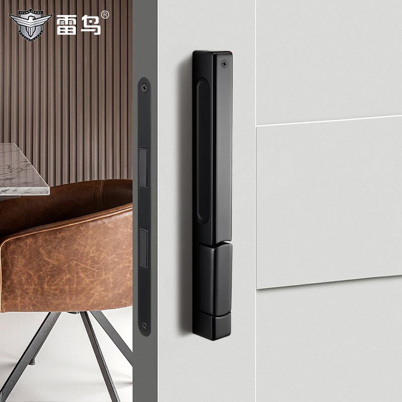 雷鸟门极简静音推拉门锁吸黑色室内磁卧室房锁雷鸟双隐形直推极面