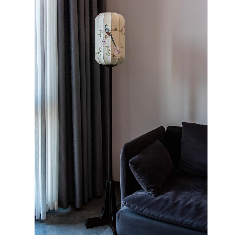 宋代丝美学国风地埋灯覆立式灯hnld001新中式古蚕实木围卧室客厅