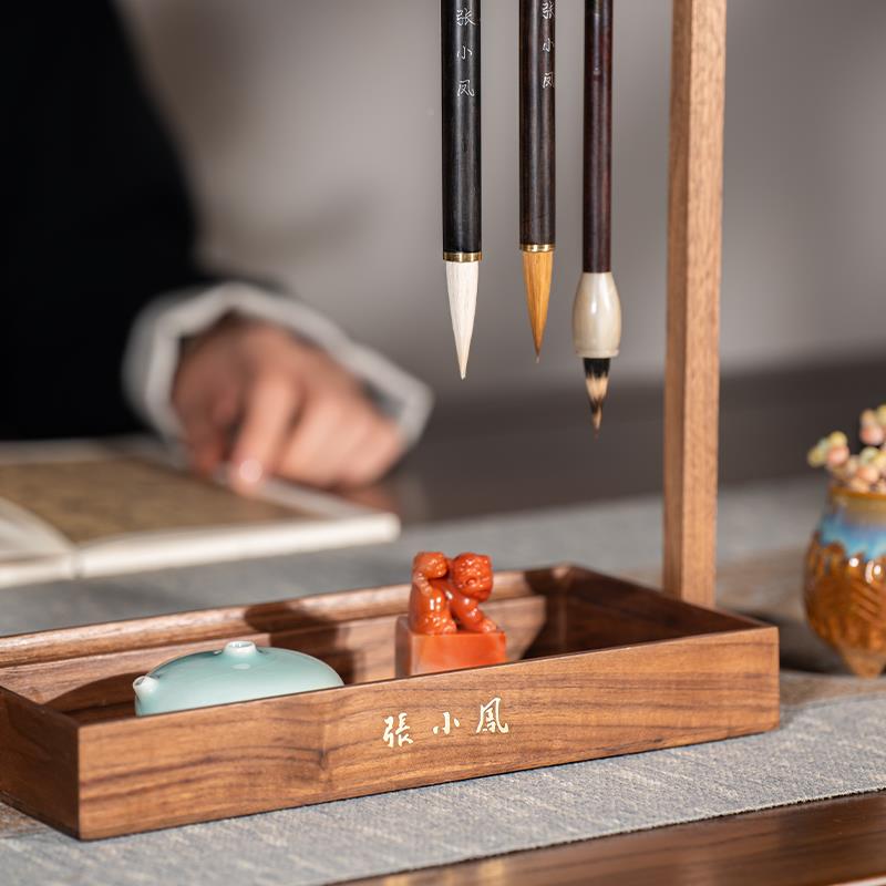 琏湖笔 凤凰台 笔挂简约收纳毛笔架古风文房四宝置物架简约复法古