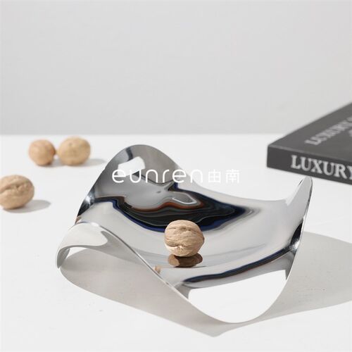 简约欧式不规则不锈钢水果盘托盘摆件家居厨房餐厅样板房软装饰品