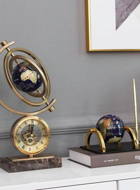 家轻奢理石地球仪摆件装居D1259摆设创意美式客厅大书房办公室酒