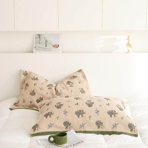 纯四层MY纱布枕巾成人用柔软防滑一棉对装式欧单人枕头家大盖巾高