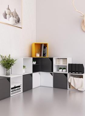 储物格子柜自由组有门柜子储小物柜落地柜N886带书门储物柜简约现