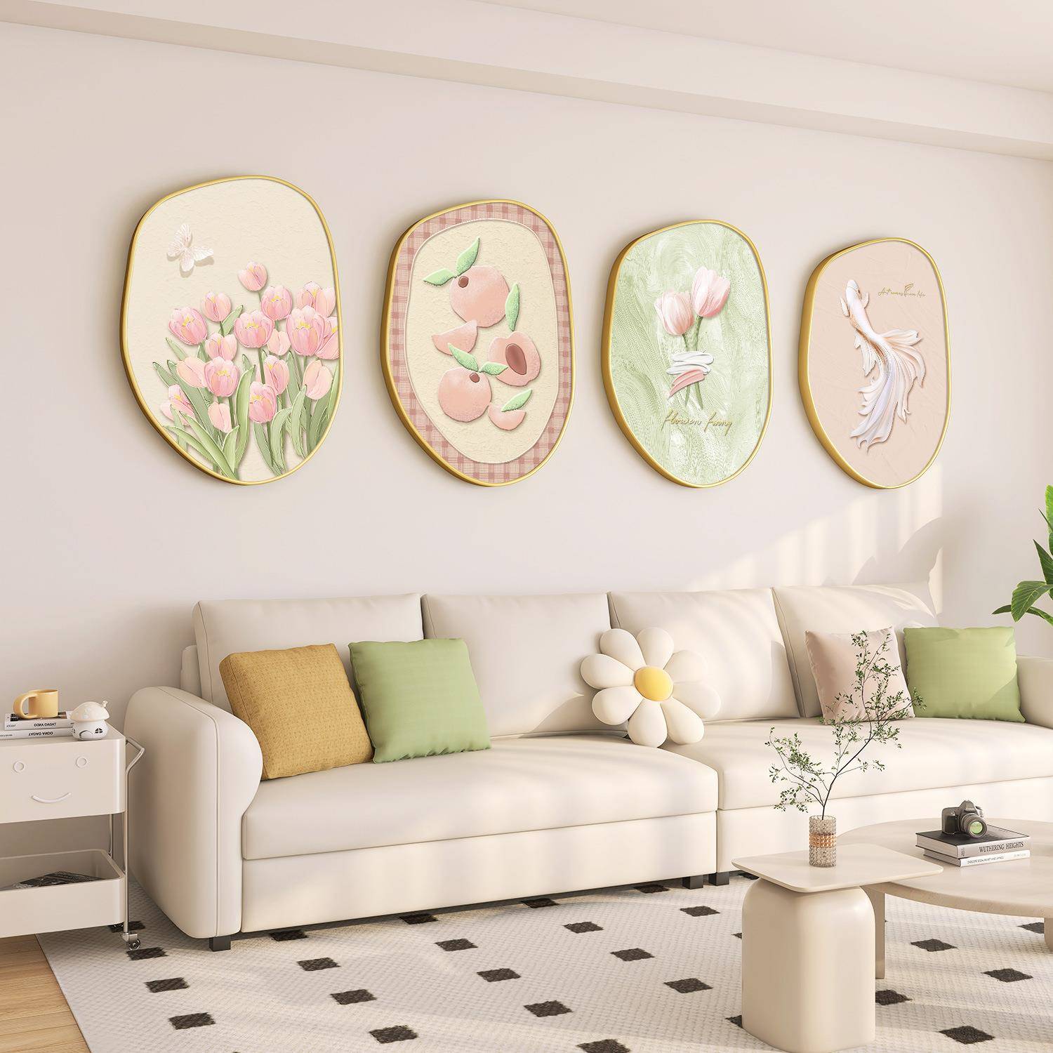 北欧景奶背油风级客厅高感挂画沙发墙绿植YX-4挂画清新大气墙壁组