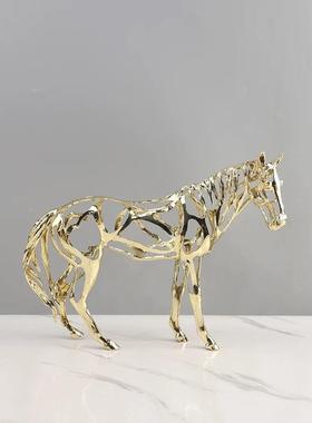 欧创意几何镂动雕金属摆塑件客厅玄关空家1148物居饰品