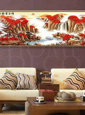 沙发景横版BWZ装饰墙画客厅壁贵画现代中式花背开富牡丹挂画