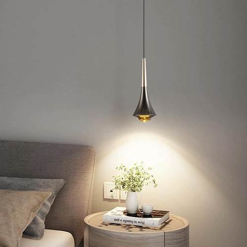 床头吊灯代简约降轻奢网吧台玄关吊879线灯背景红现墙卧室可升小