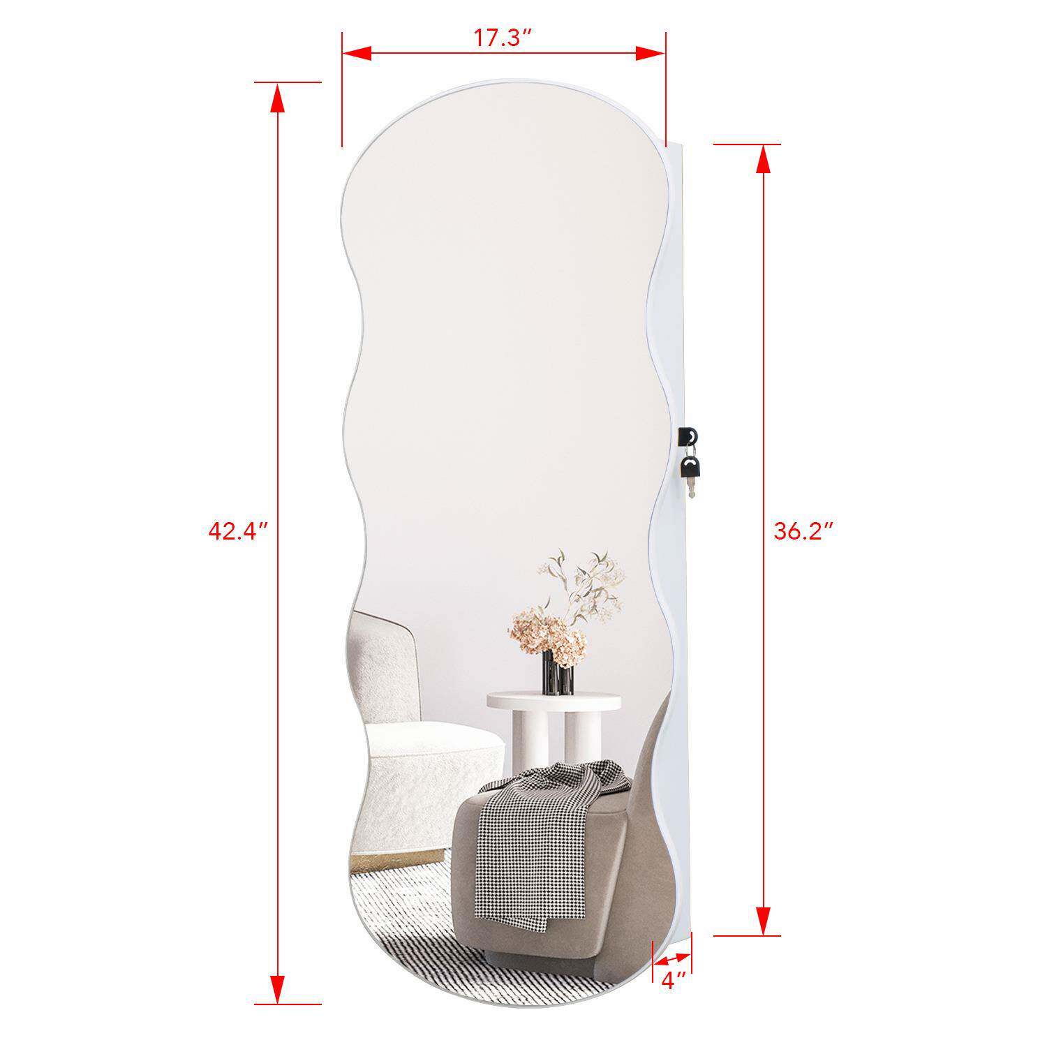 欧式简约78833木意质全身落地穿衣镜首柜饰储物收纳多能功镜创试