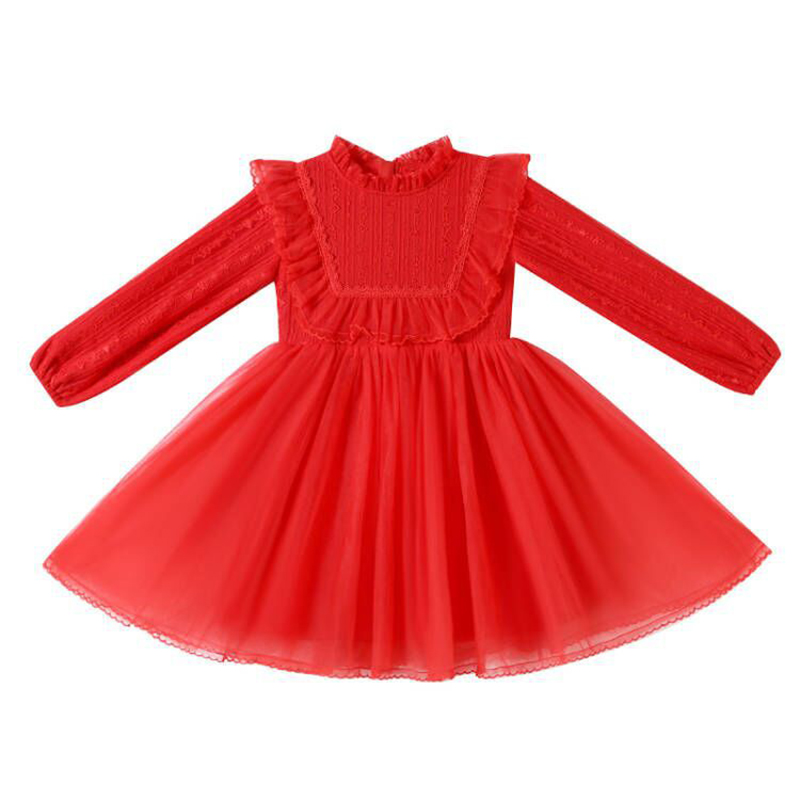 女童连衣裙秋冬装2021新款加绒保暖儿童礼服冬季加厚蕾丝公主裙子