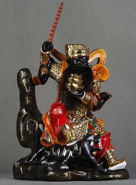 赵公明武财神神像骑虎黑脸财神爷家用客厅镇宅保平安供奉招财摆件