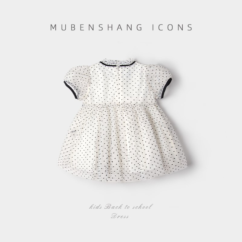 木本尚女童2025新款时尚波点连衣裙春夏休闲小女孩儿童女宝宝纱裙