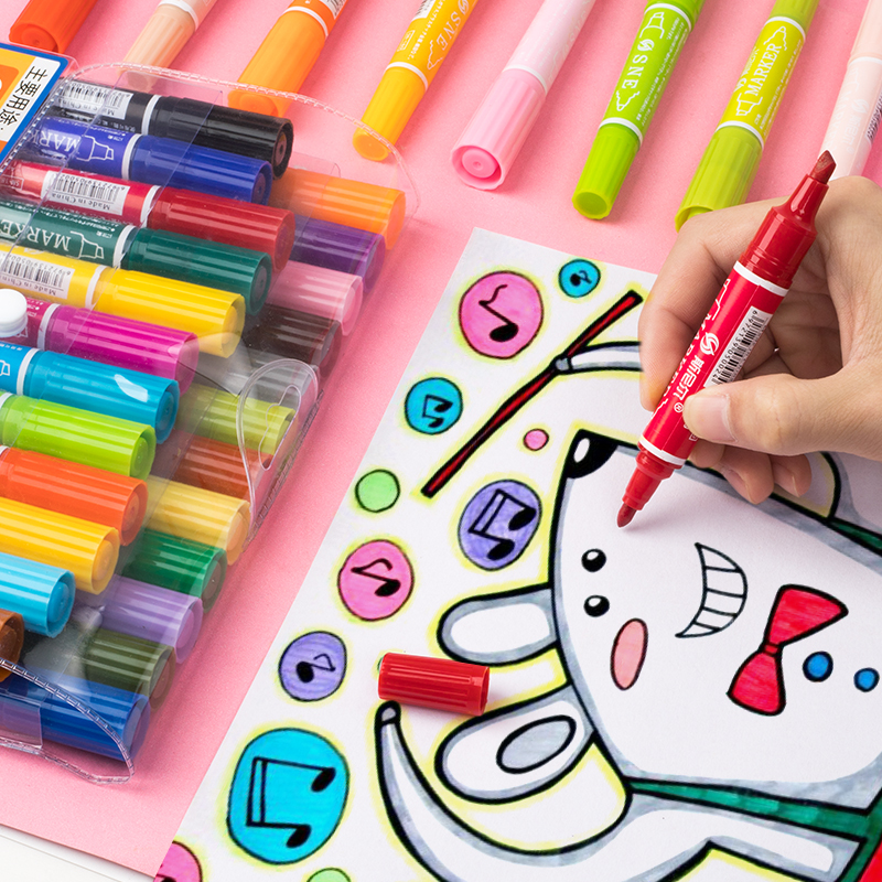 斯尼尔马克笔大头记号笔可加墨水黑色彩色油性大号容量双头防水套