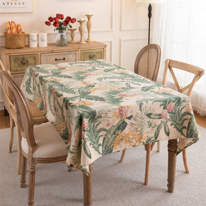 大溪地蕨草。美式乡村复古田园花鸟桌布长方形茶几桌布餐桌布盖巾