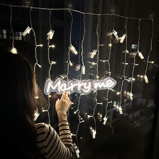 marryme霓虹灯牌发光字LED灯房间酒店求婚布置装饰道具用品爱心灯