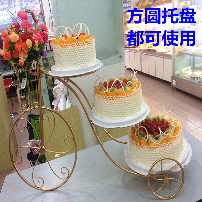 欧式创意铁艺蛋糕架子三层自行车婚庆生日多层蛋糕架甜品台展示架