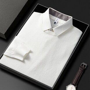 假两件毛衣衬衫领内搭秋冬男士商务打底衫休闲针织衫长袖上衣男款