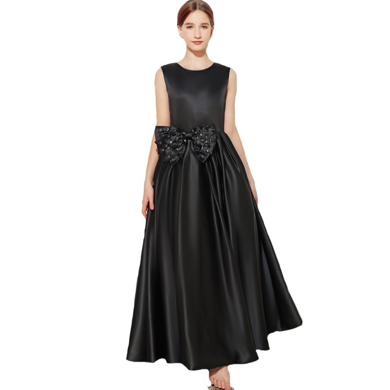 儿童绑带长款公主裙轻奢小众高端女童大提琴钢琴指挥表演出晚礼服