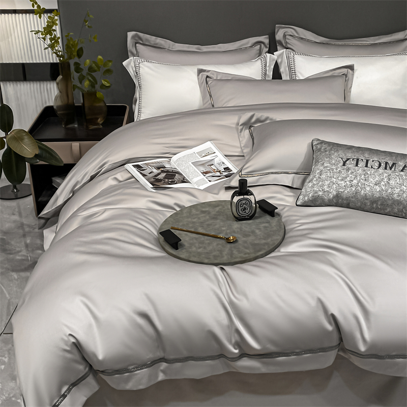 轻奢酒店风纯棉床单四件套100全棉被套床笠款高级感白色床上用品4