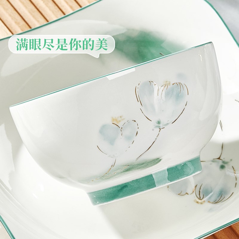 陶瓷碗家用2024新款高颜值时尚加厚防烫面碗可微波饭碗10个装组合